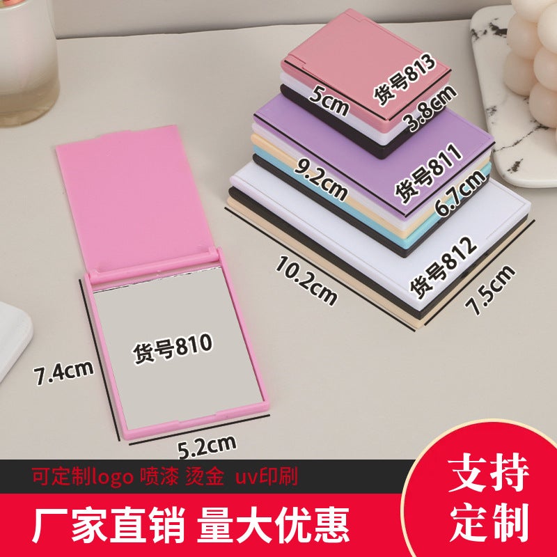 Square Flip Makeup Mirror, Simple Foldableing Mirror, Customizable Printable Double-Sided Logo Pattern, Portable Flap Pocket Pants Mirror - Image 3